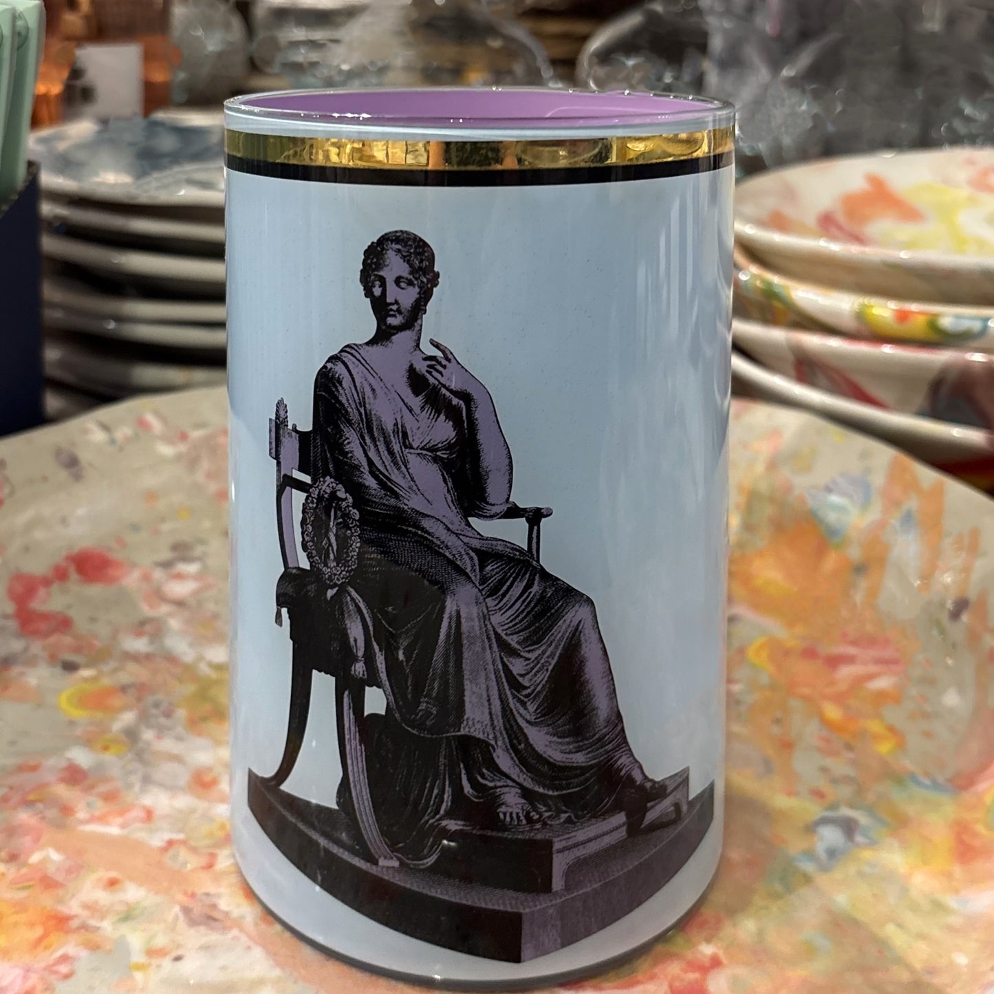 Seated Agrippina Blue Brush Pot