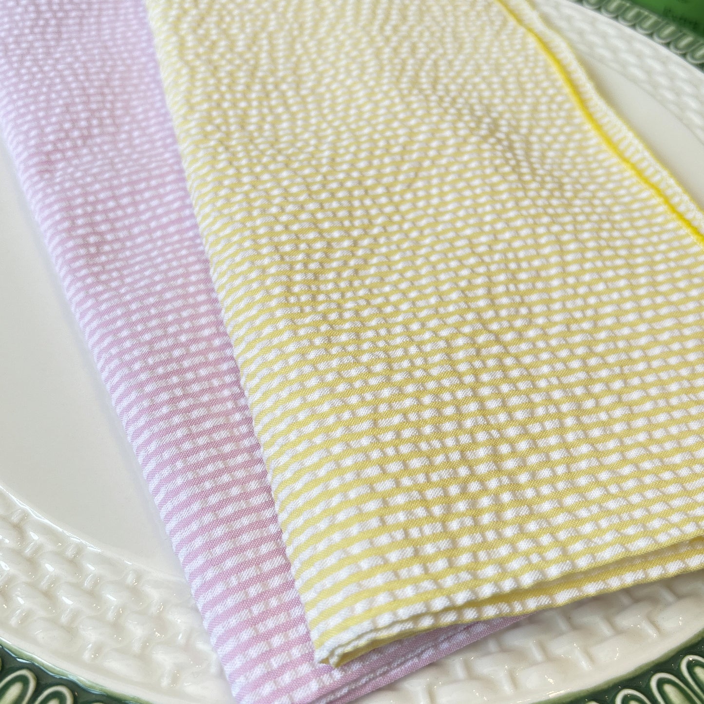 Yellow Seersucker Napkin Set