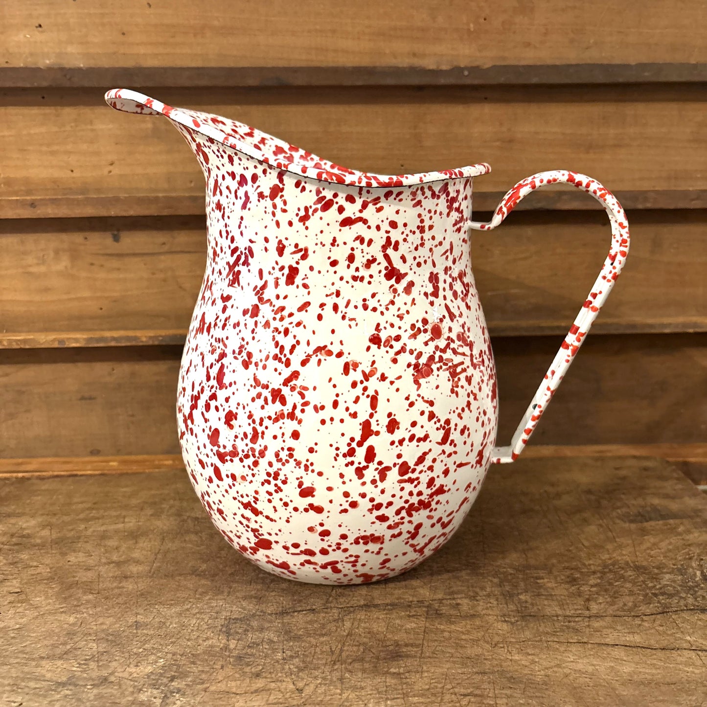 Splatter Enamel Red Pitcher