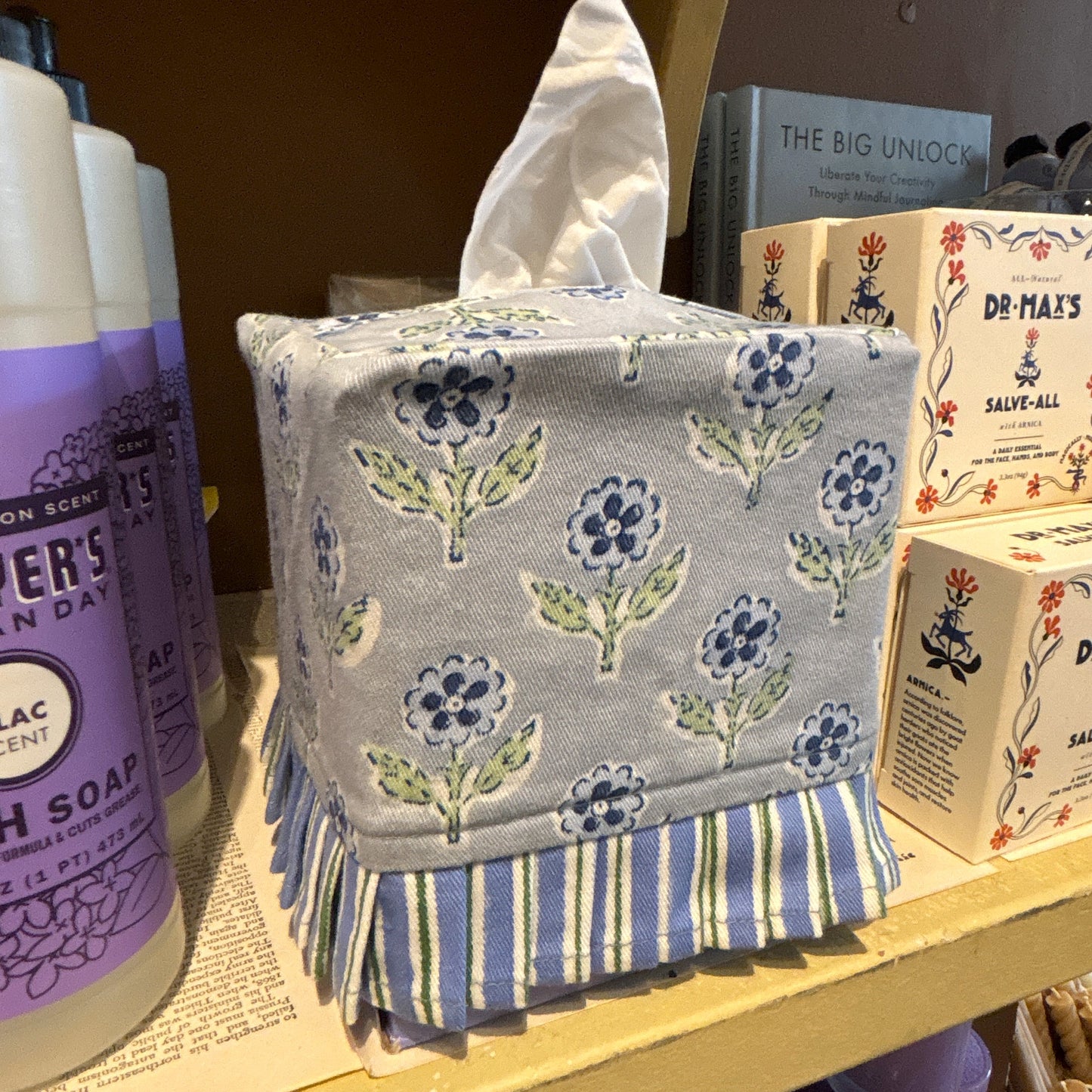 Ruffled Blue Flower Tissue Box Cover