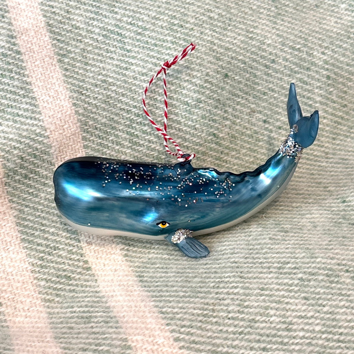 Glittering Whale Glass Ornament