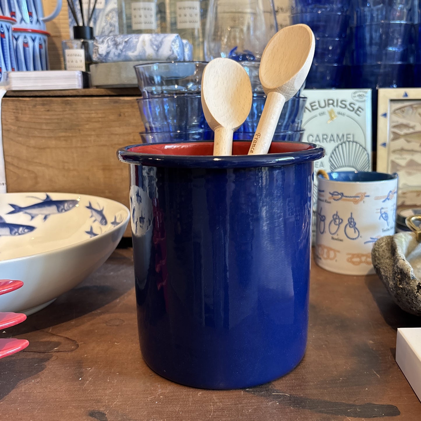Navy Enamel Utility Holder