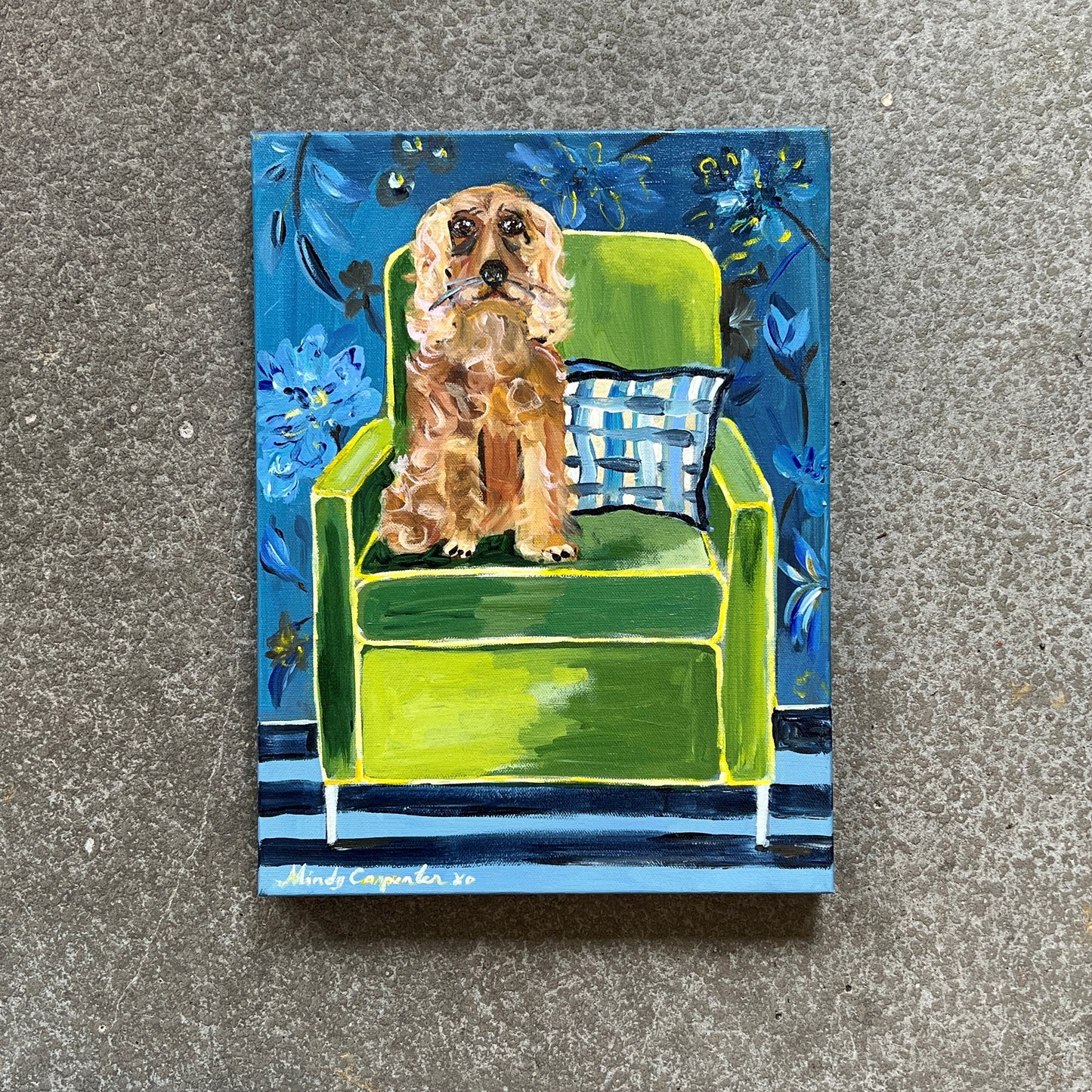 Fur Friend on Chartreuse Chair by Mindy Carpenter