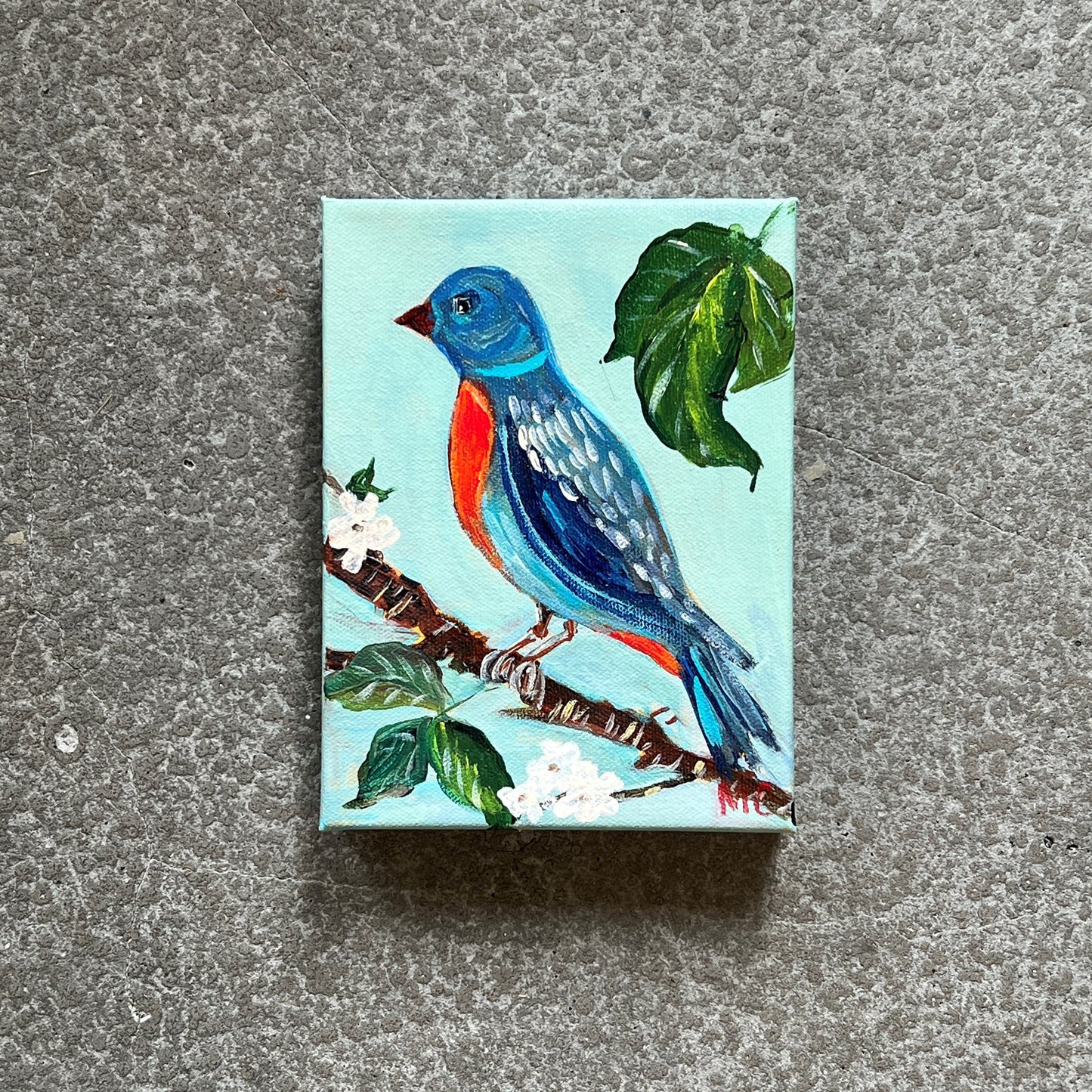 Blue & Orange Bird by Mindy Carpenter