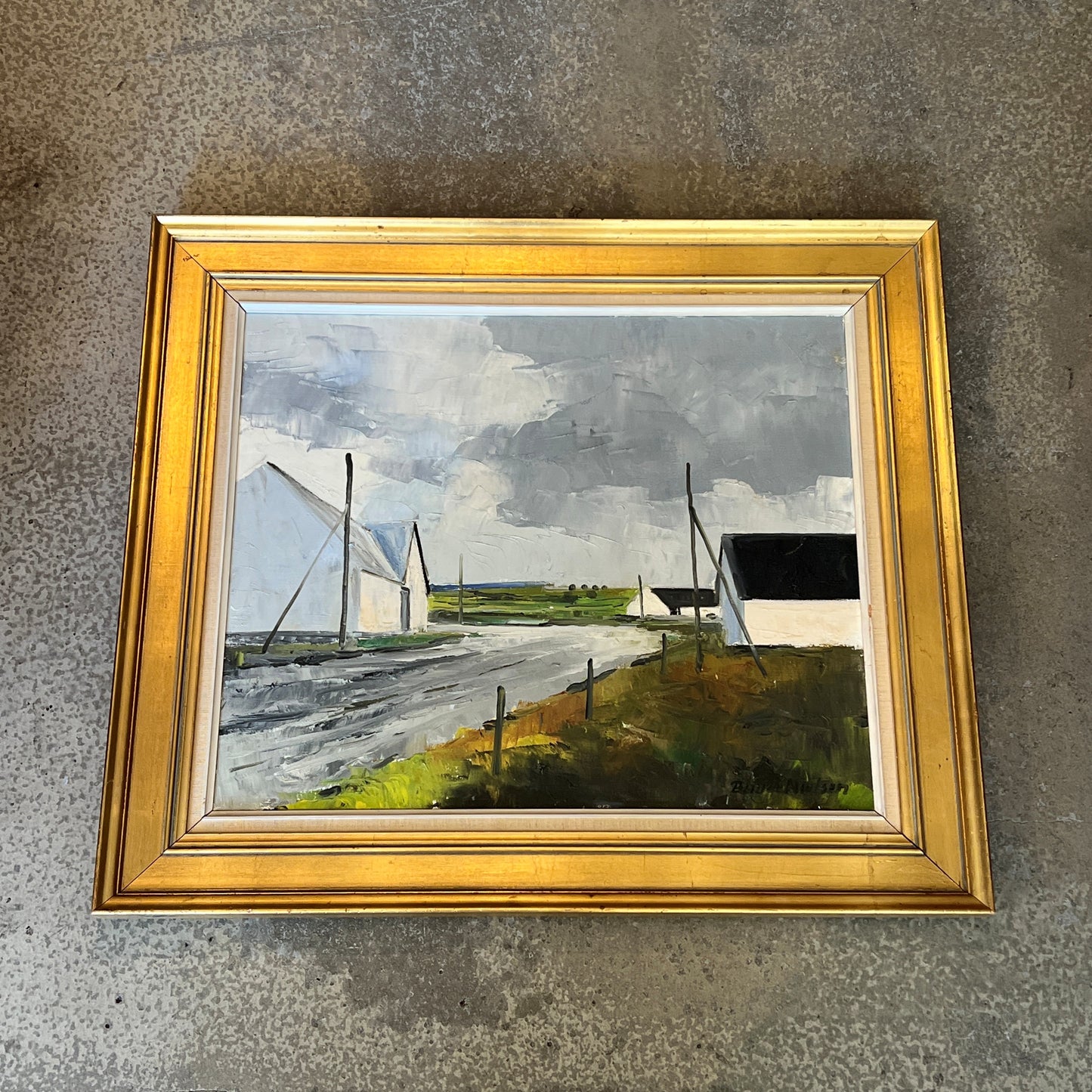 Vintage Landscape Oil Painting from Sweden