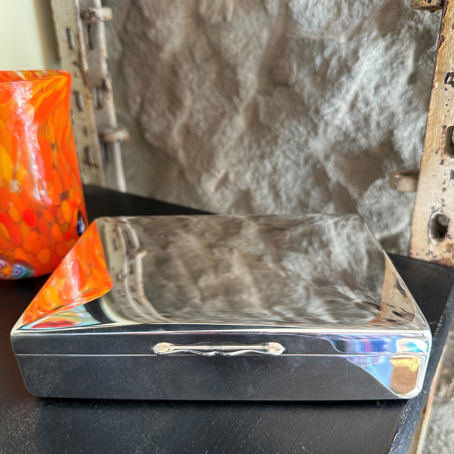 Vintage Hotel Silver Plain Box with Cushioned Lid