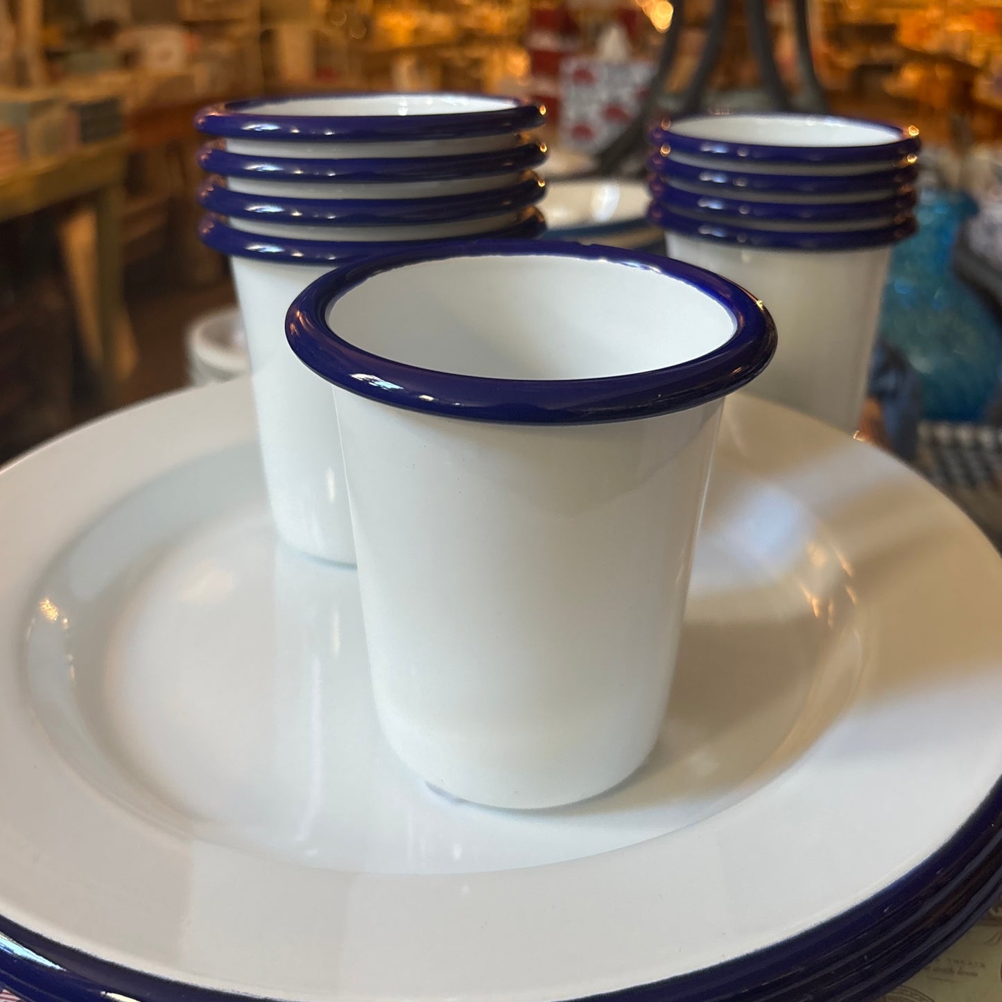 Cobalt Blue Rim Enamel Tumbler