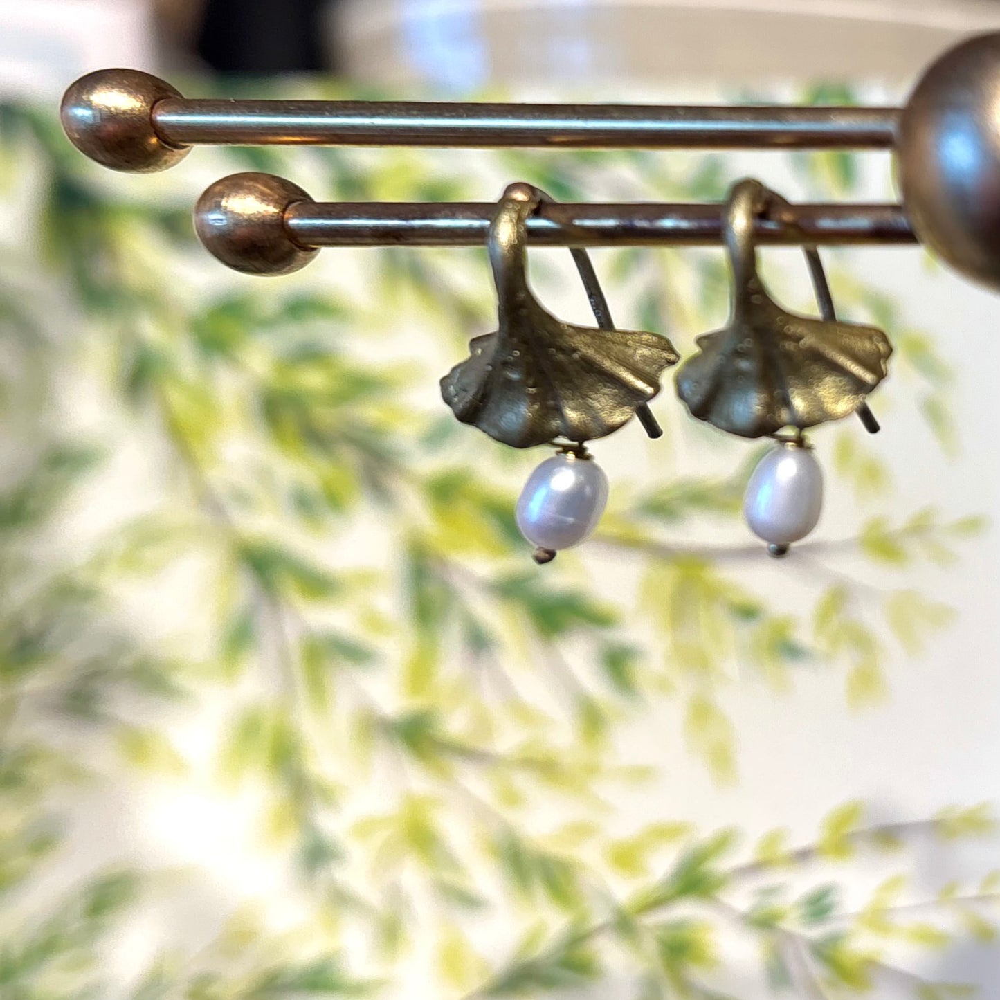 Gingko & Pearl Earrings