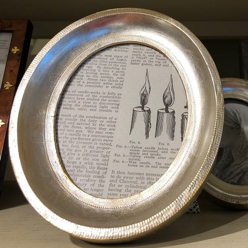 4" Oval Silver Leaf Frame