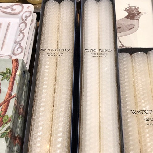Watson Kennedy 12" Ivory Beeswax Tapers Set of Two