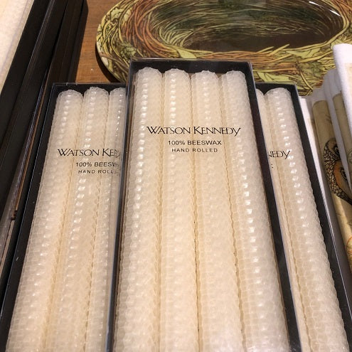 Watson Kennedy 8" Ivory Beeswax Tapers Set of Four