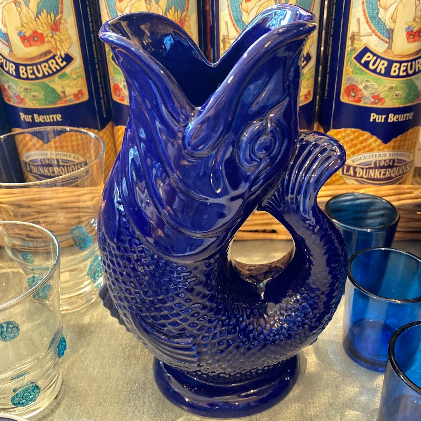 Navy Blue Gluggle Jug