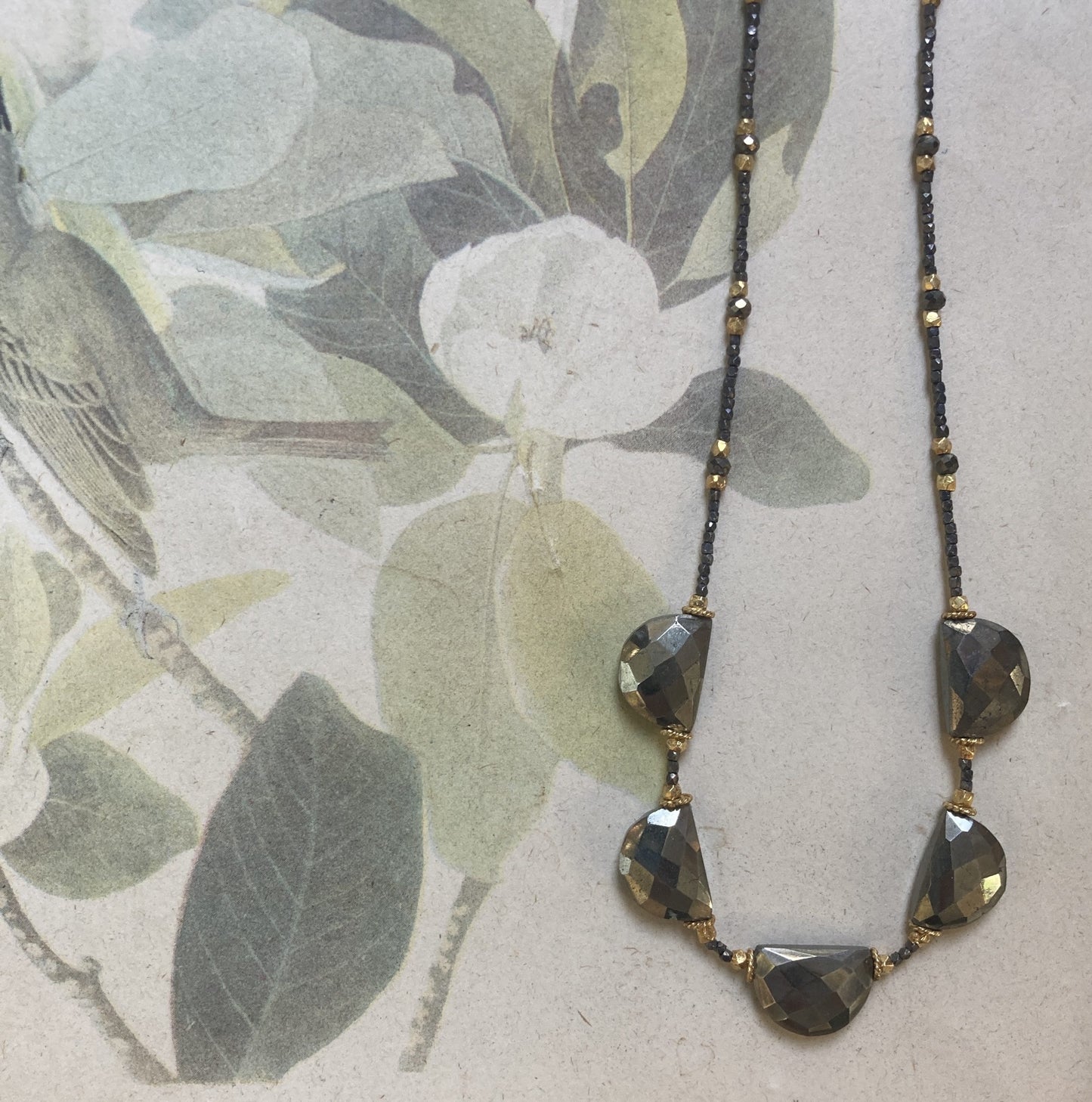 Five Bead Pyrite Necklace