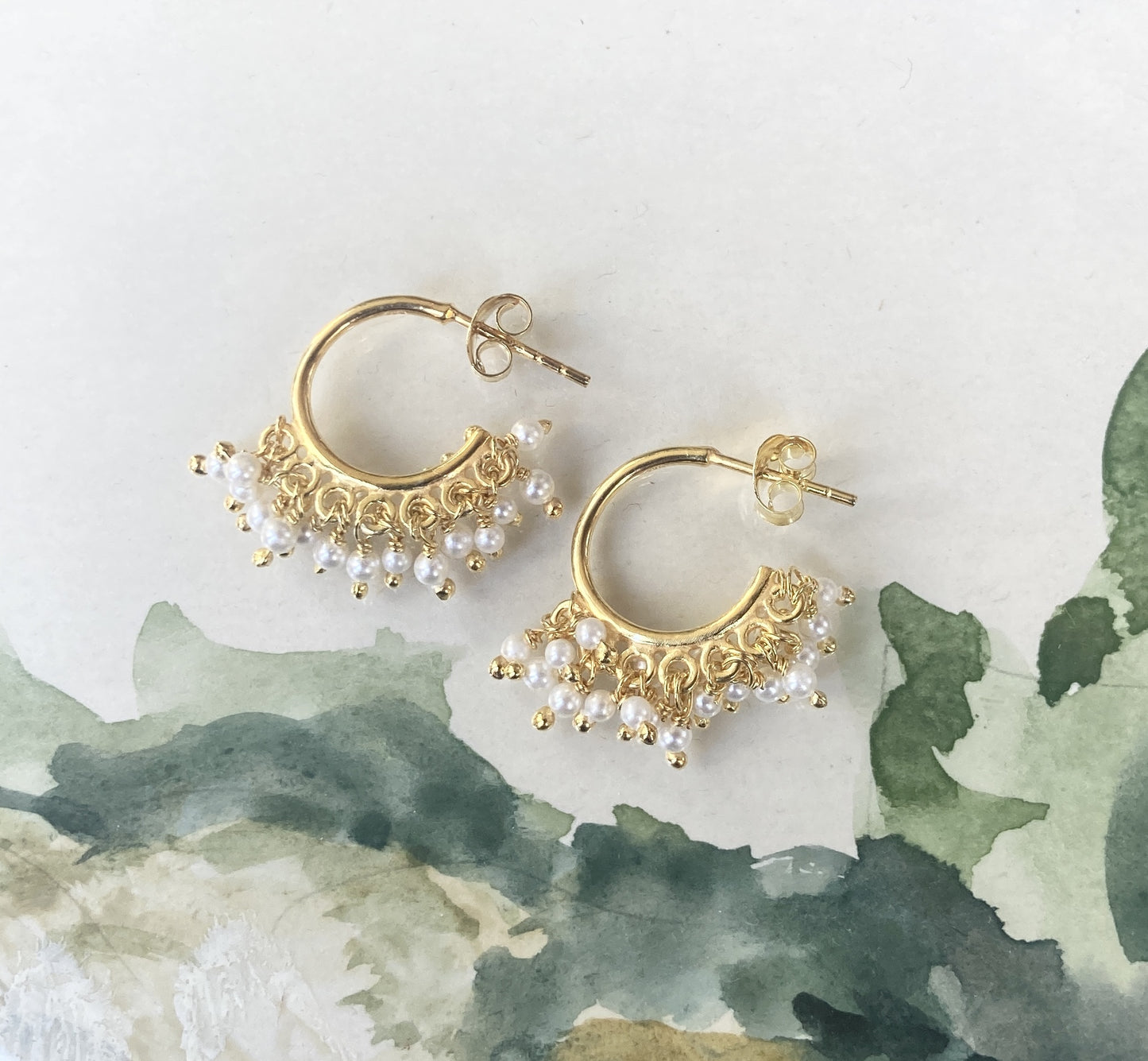 Pearl Cluster Hoop Earring