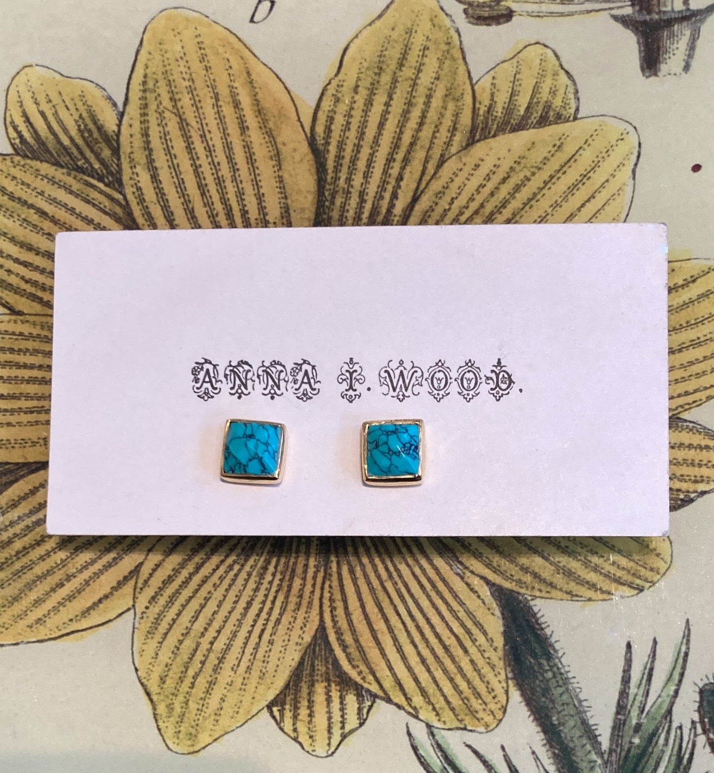 Small Square Turquoise Stud