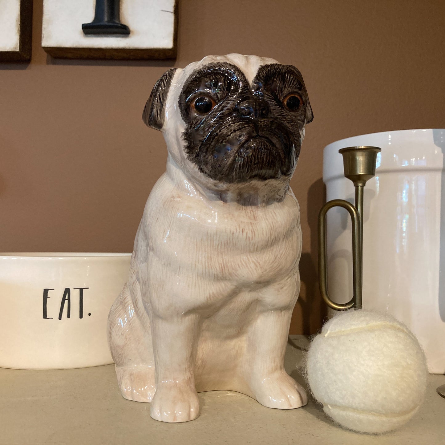 Fawn Pug Flower Vase