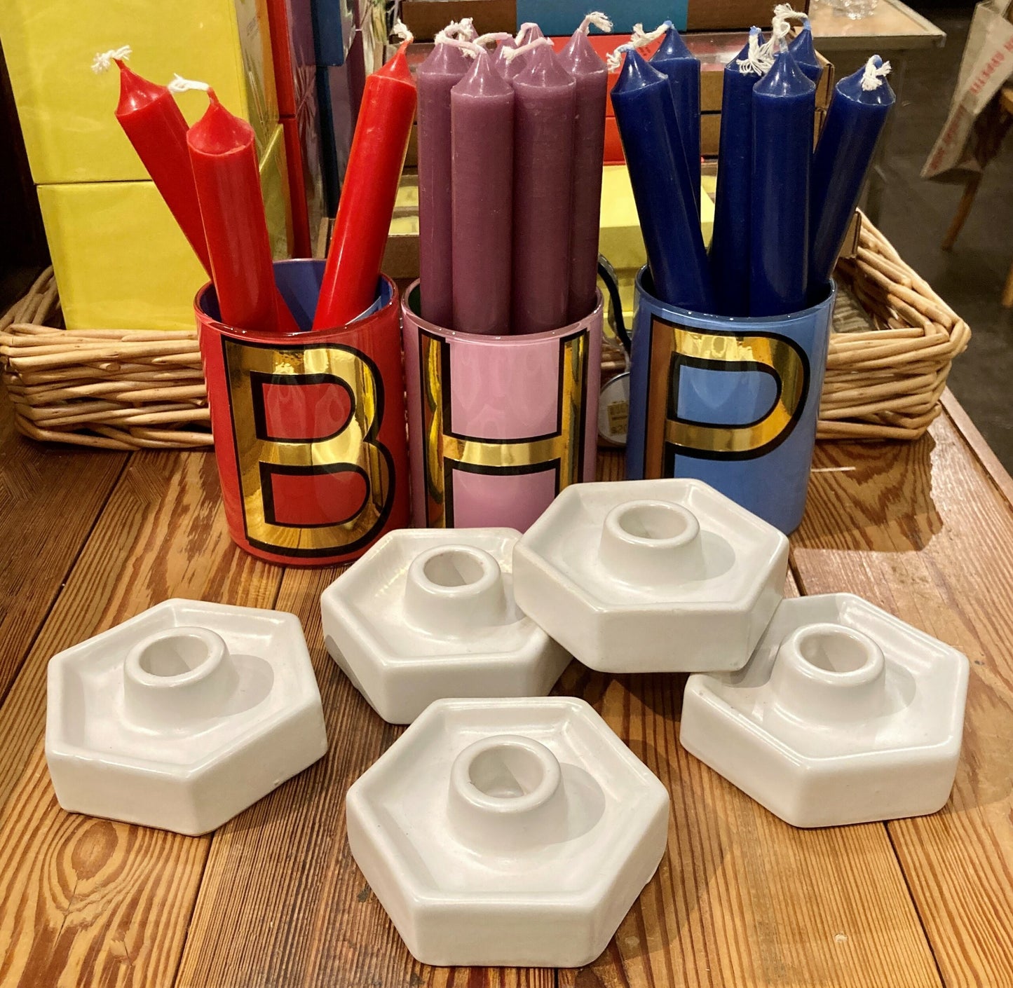 White Ceramic Taper Candle Holder