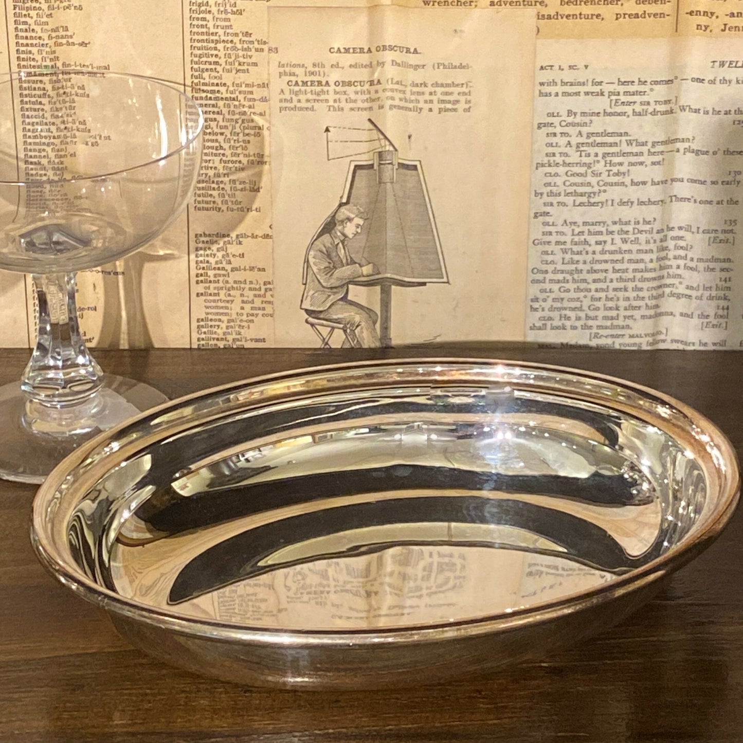 Vintage Hotel Silver Oval Dish, 7.75"