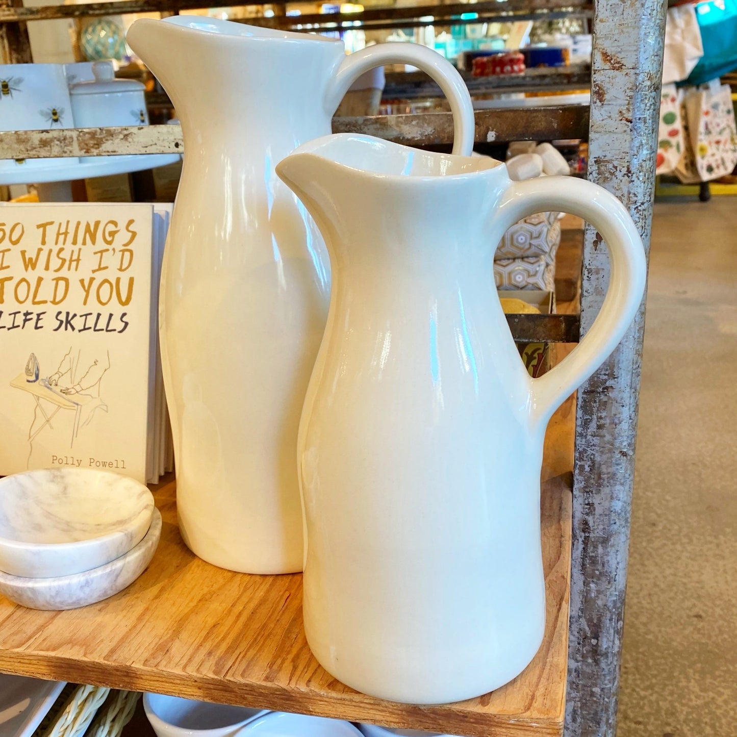 Small Ivory Curved Pitcher
