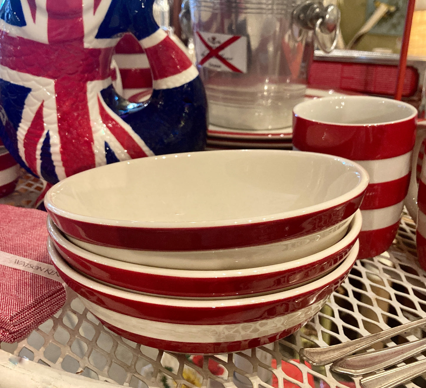 Cornishware Red Striped Cereal Bowl