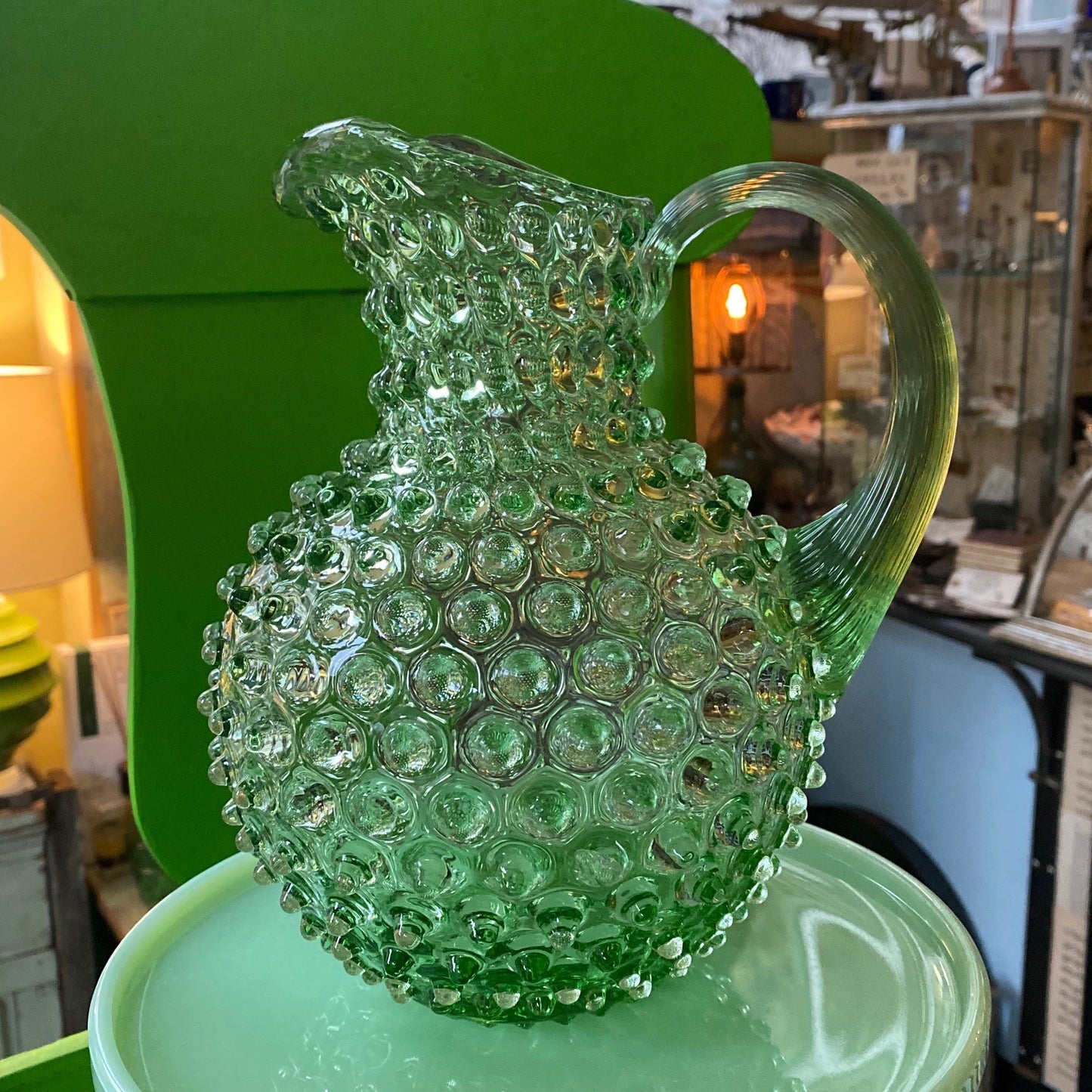 Light Green Round Hobnail Pitcher