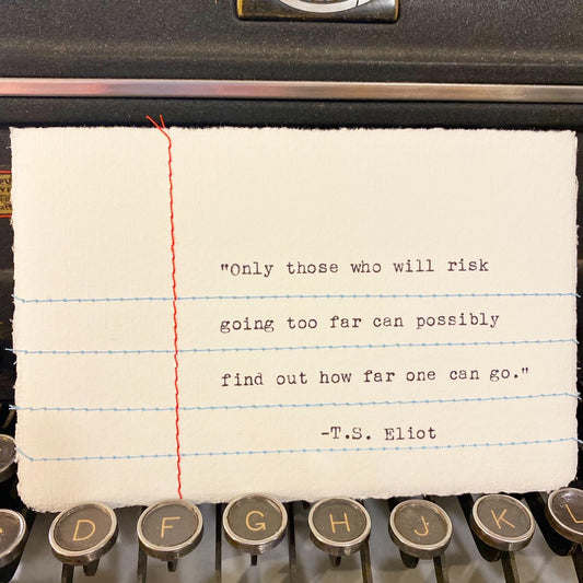 Stitched Typed Quote Card - T.S. Elliot