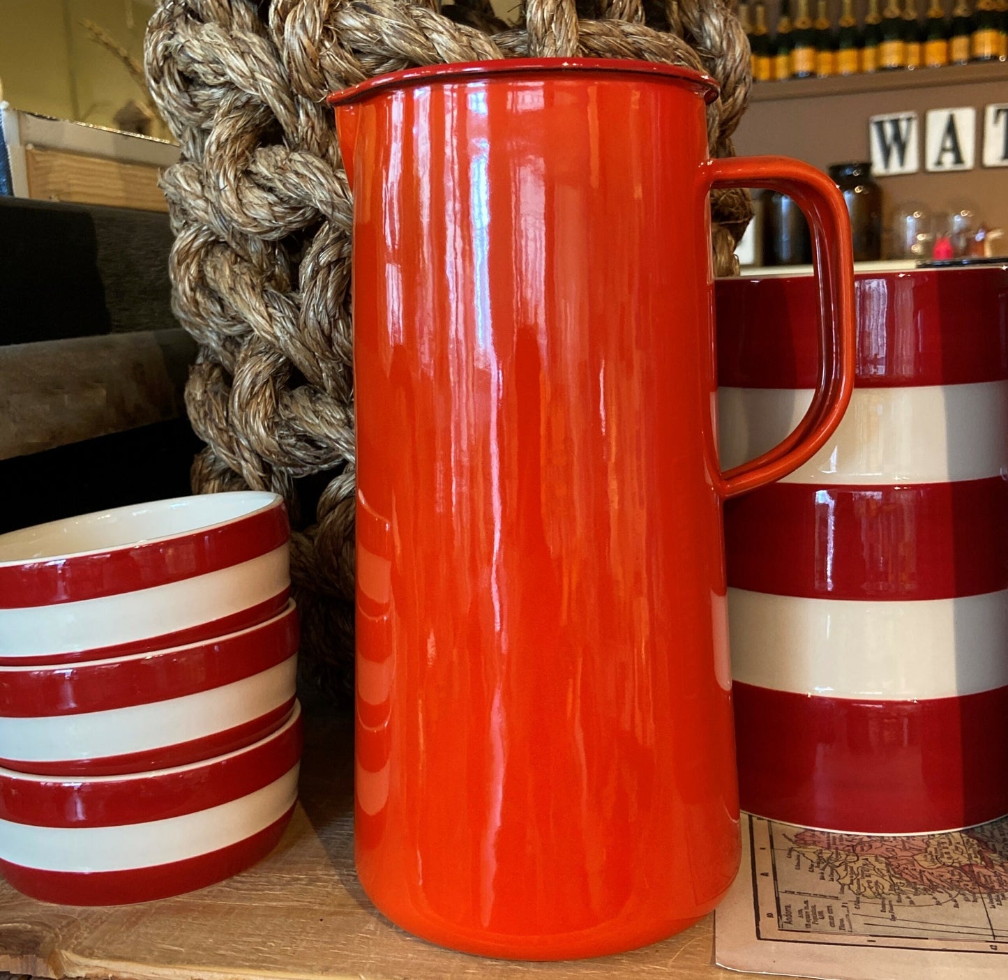 Red Enamel Pitcher