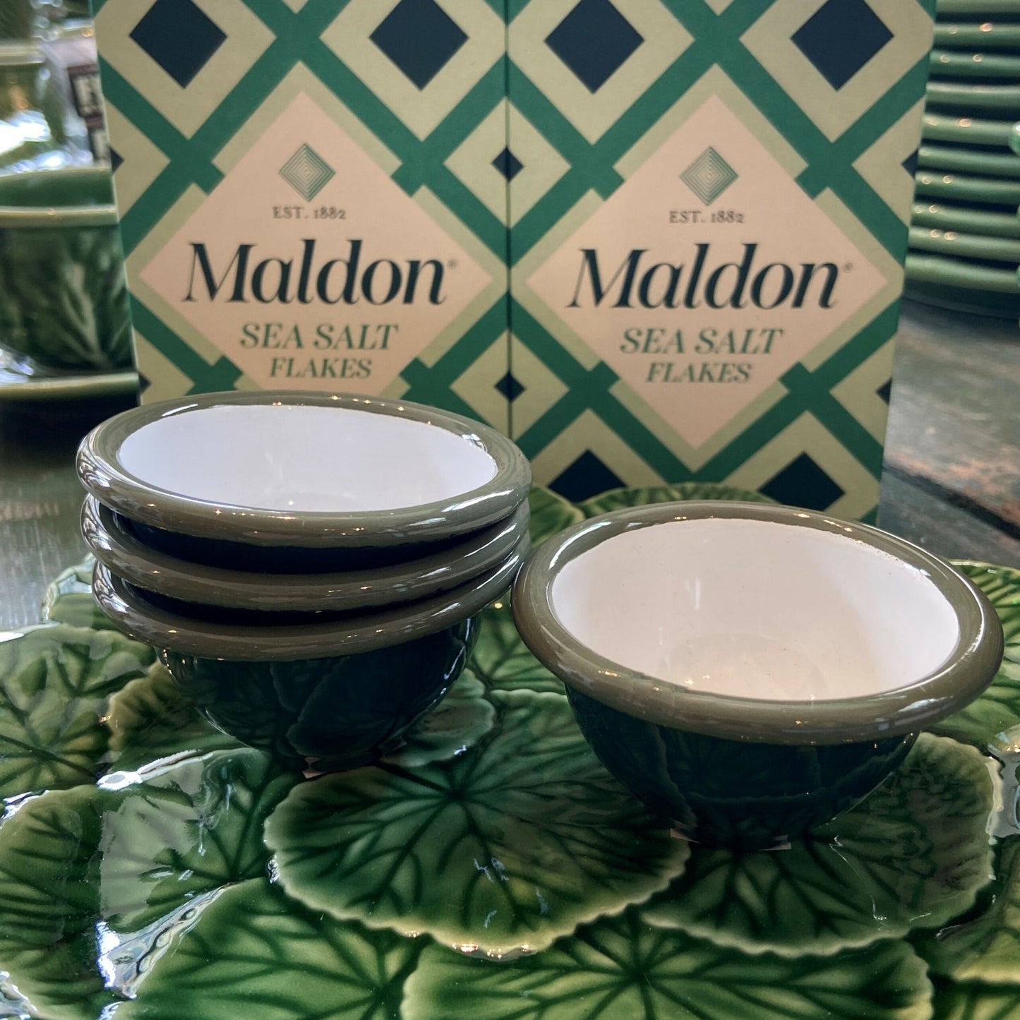 Green Enamel Pinch Pot