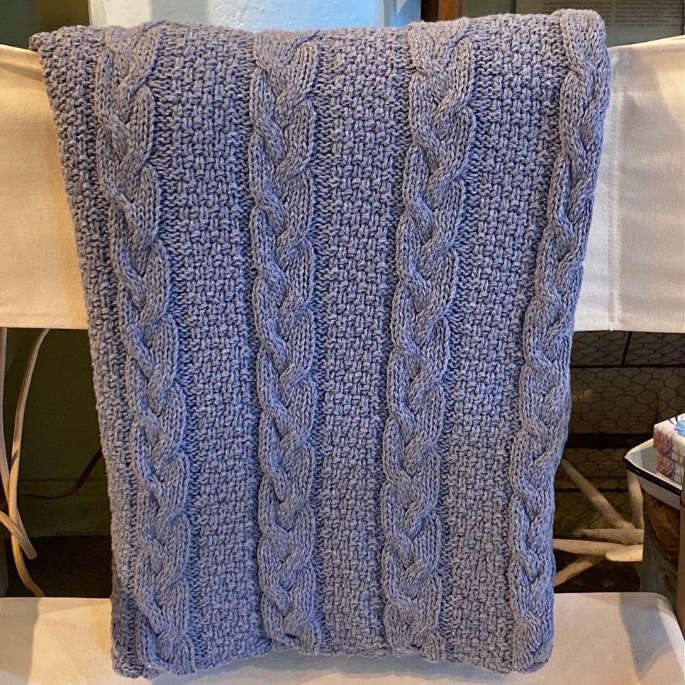 Blue cable 2024 knit blanket