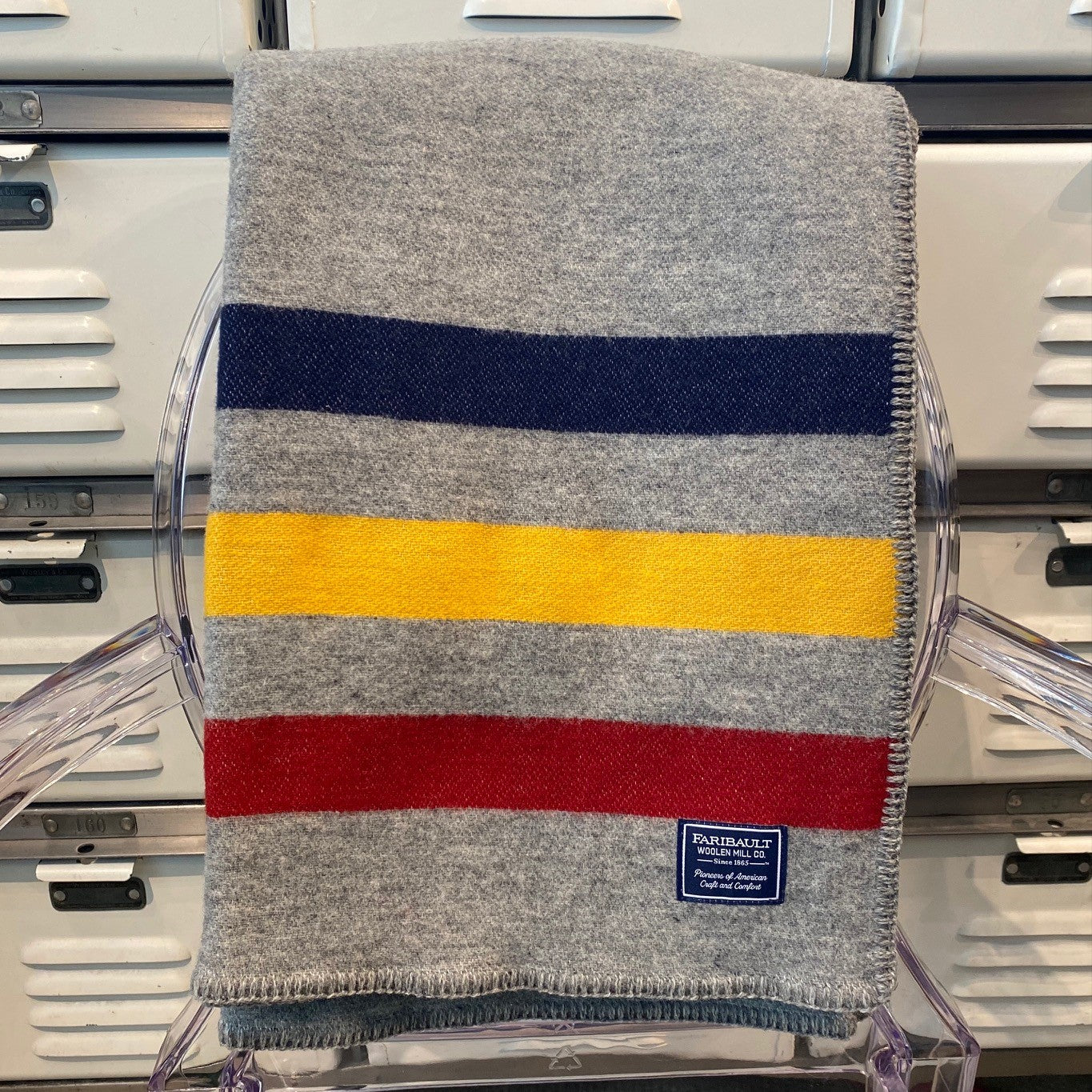 Grey Striped Wool Throw