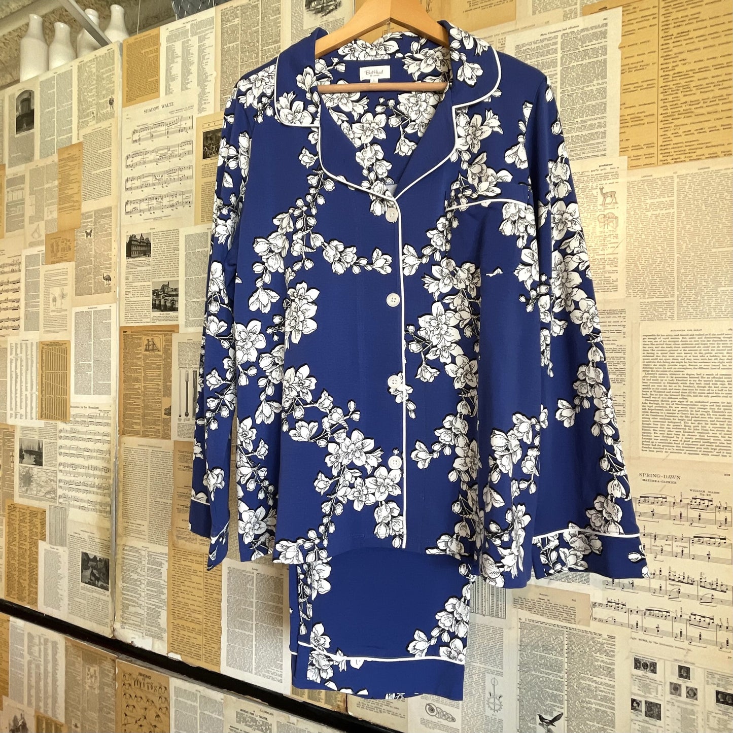 Navy Shadow Blossom Pajama Set, Large
