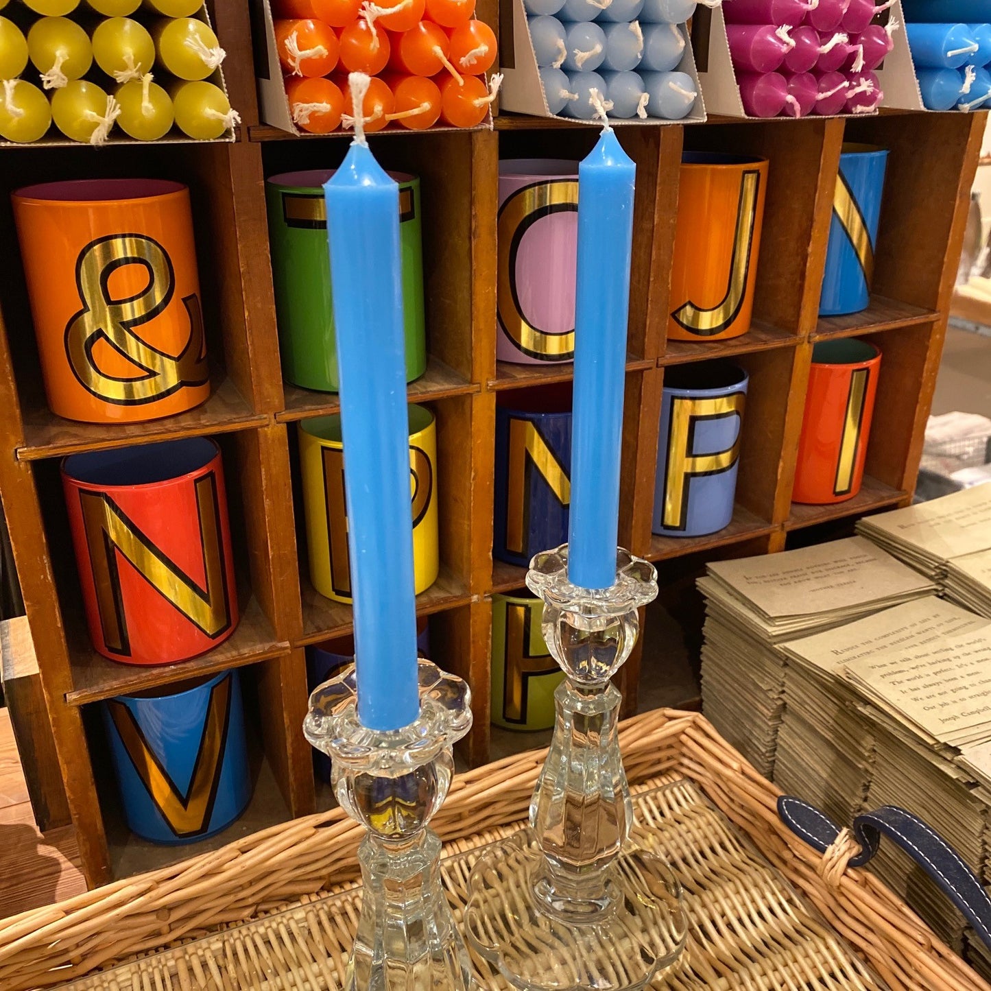 Bright Blue French Taper Candle