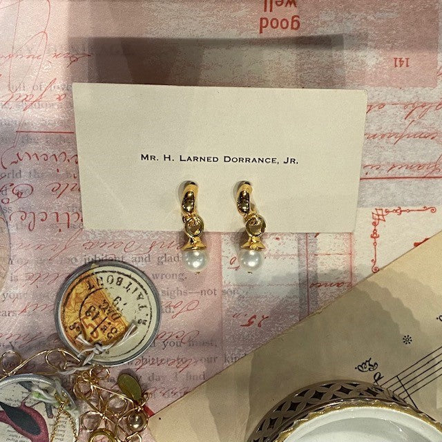 White Pearl Tiny Scoop Hoop Earrings