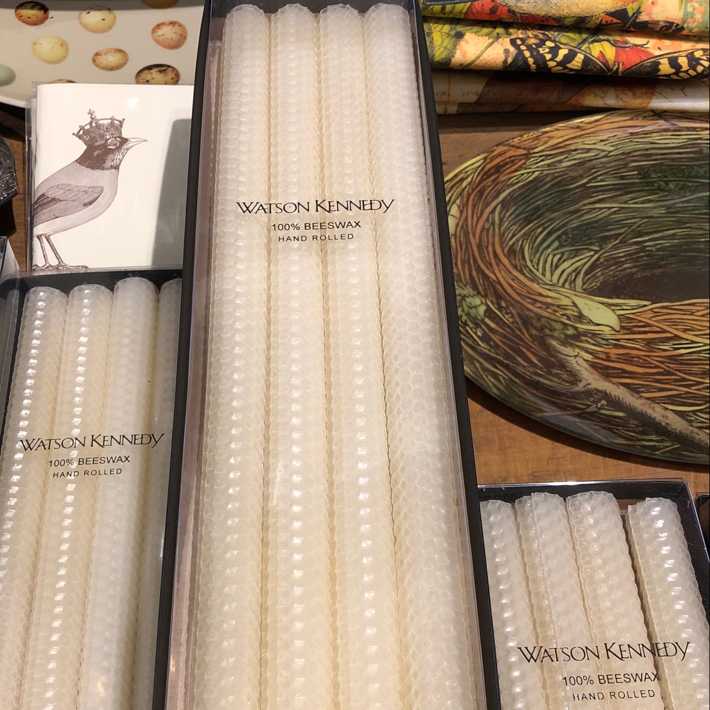 Watson Kennedy 16" Ivory Beeswax Tapers Set of Four