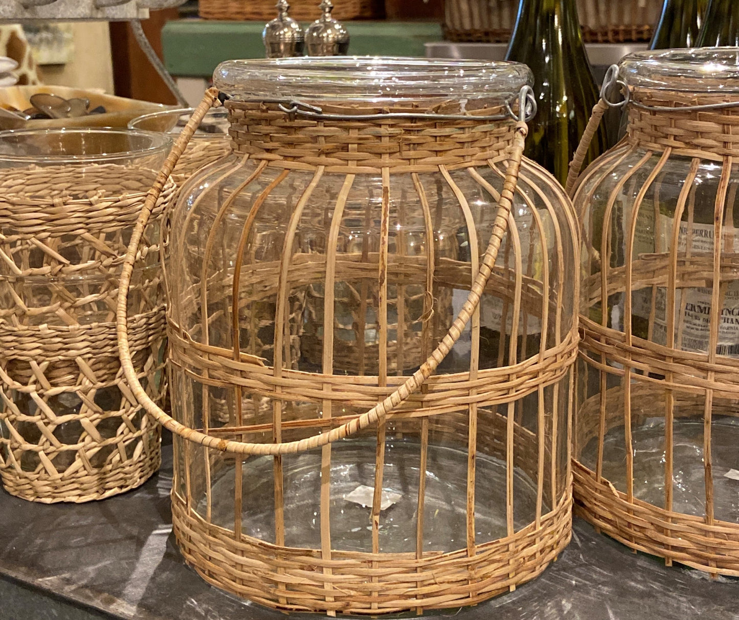 Glass with Cane Weave Candleholder