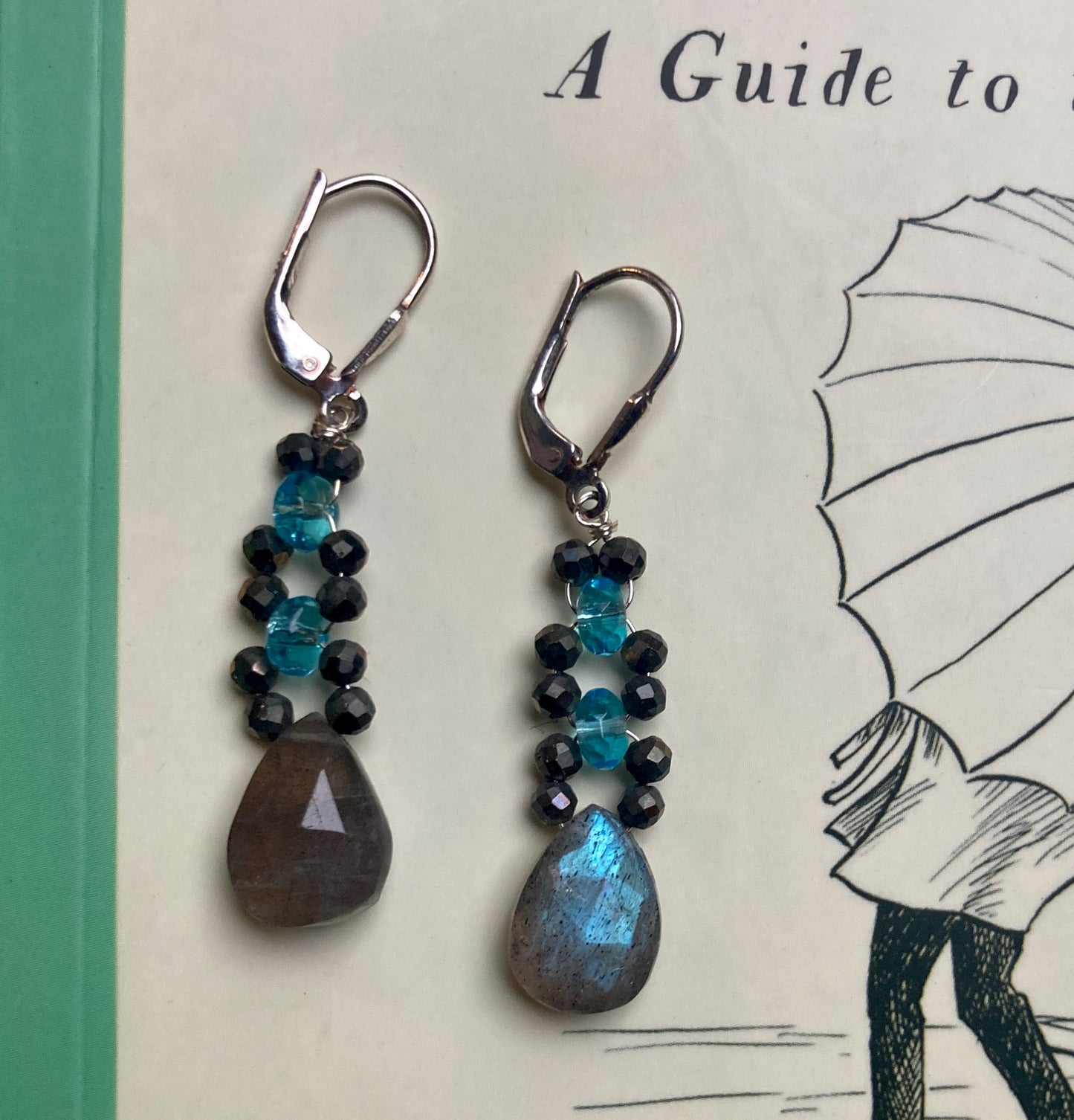Silver Chip and Turquoise Earrings