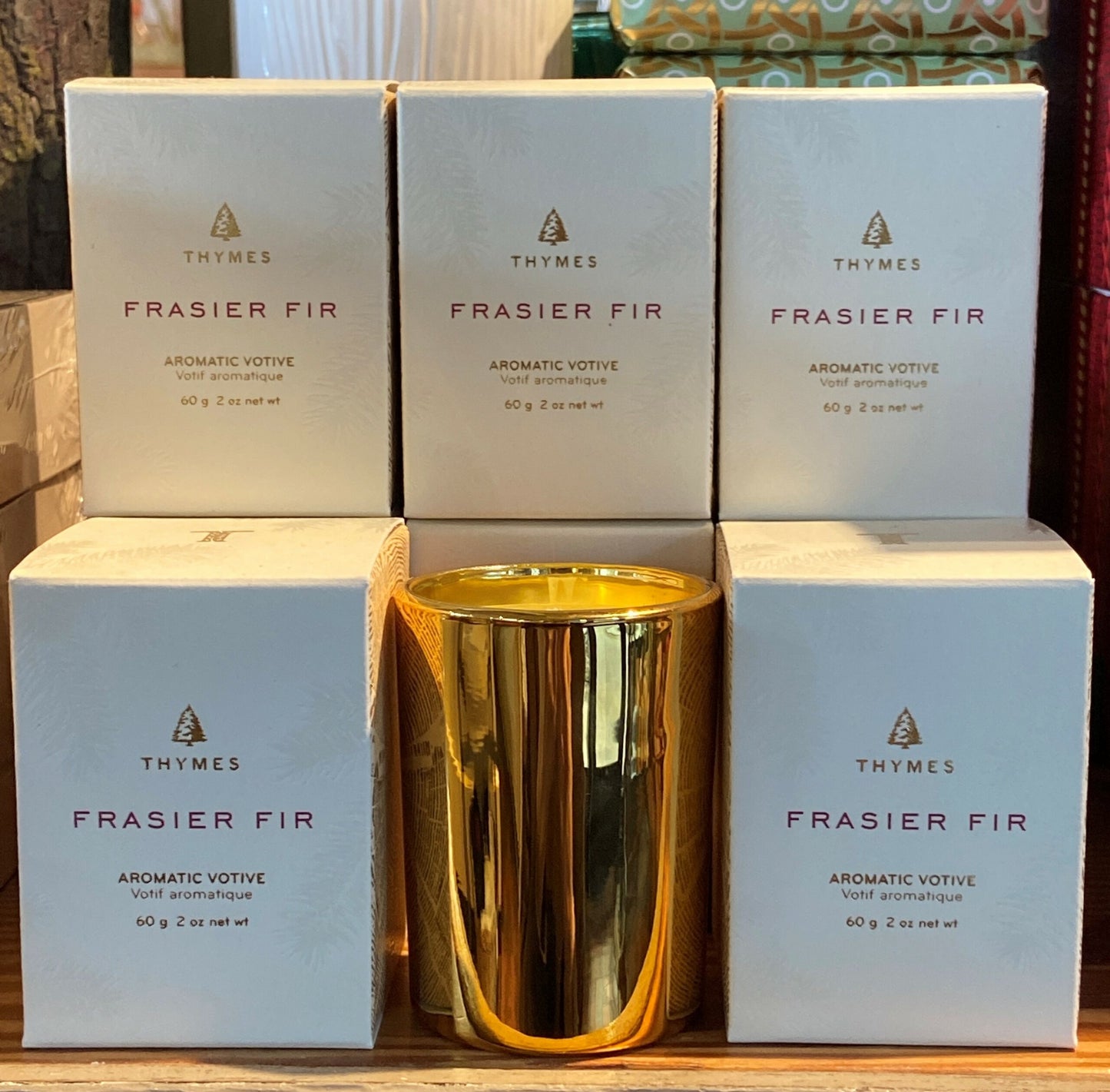Frasier Fir Gold Votive Candle