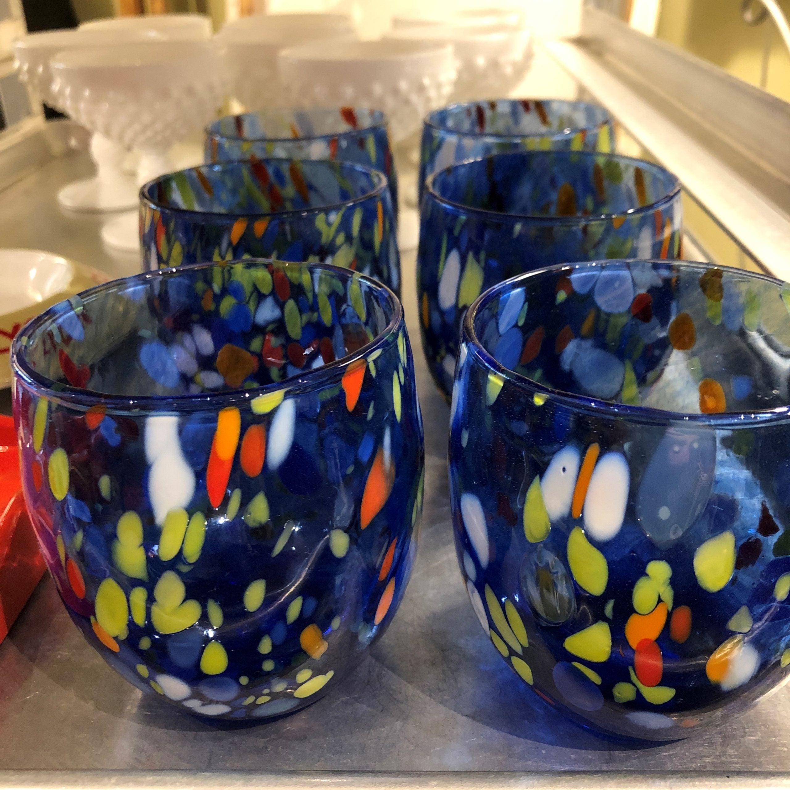 Fine Murano glassware decorated blue set