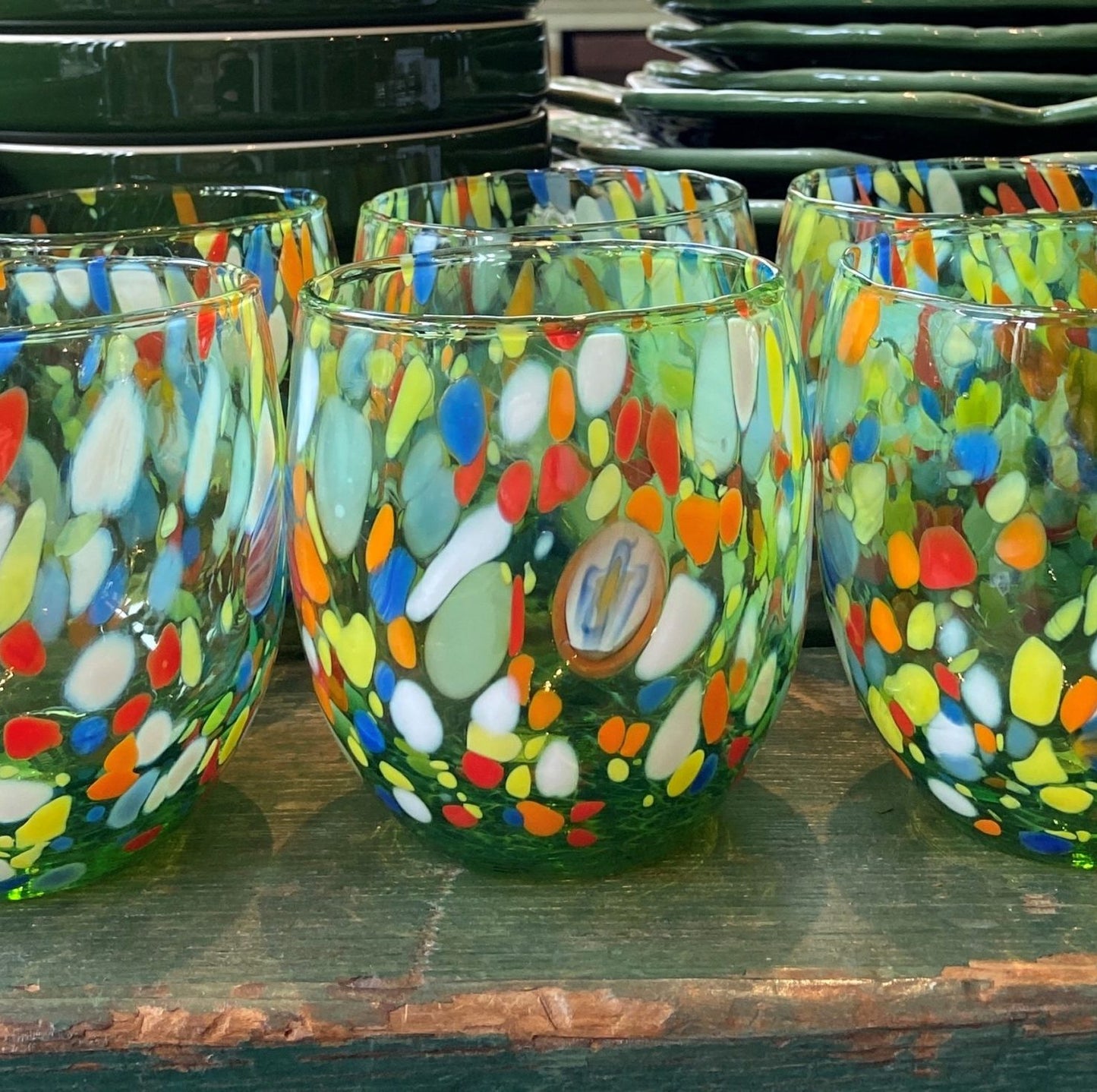 Bright Green Round Murano Tumbler