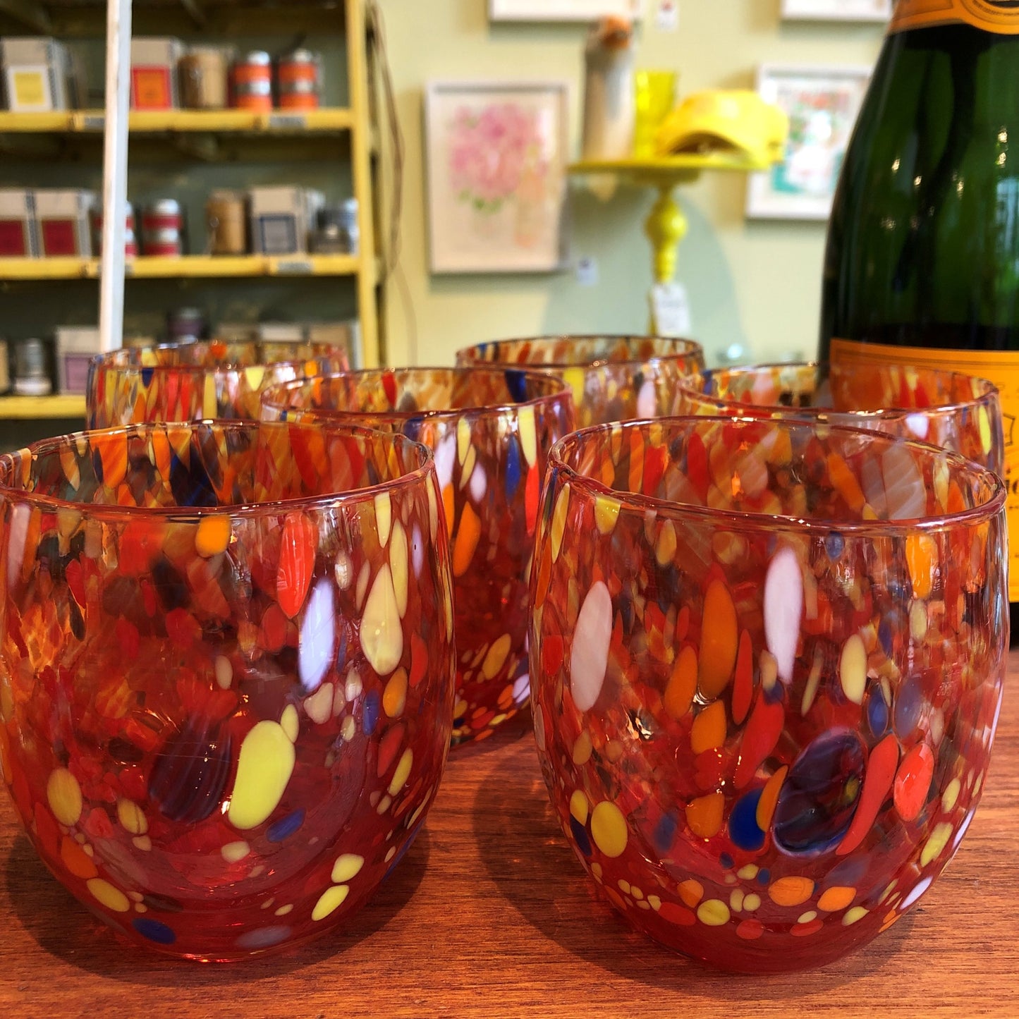 Red Orange Round Murano Glass