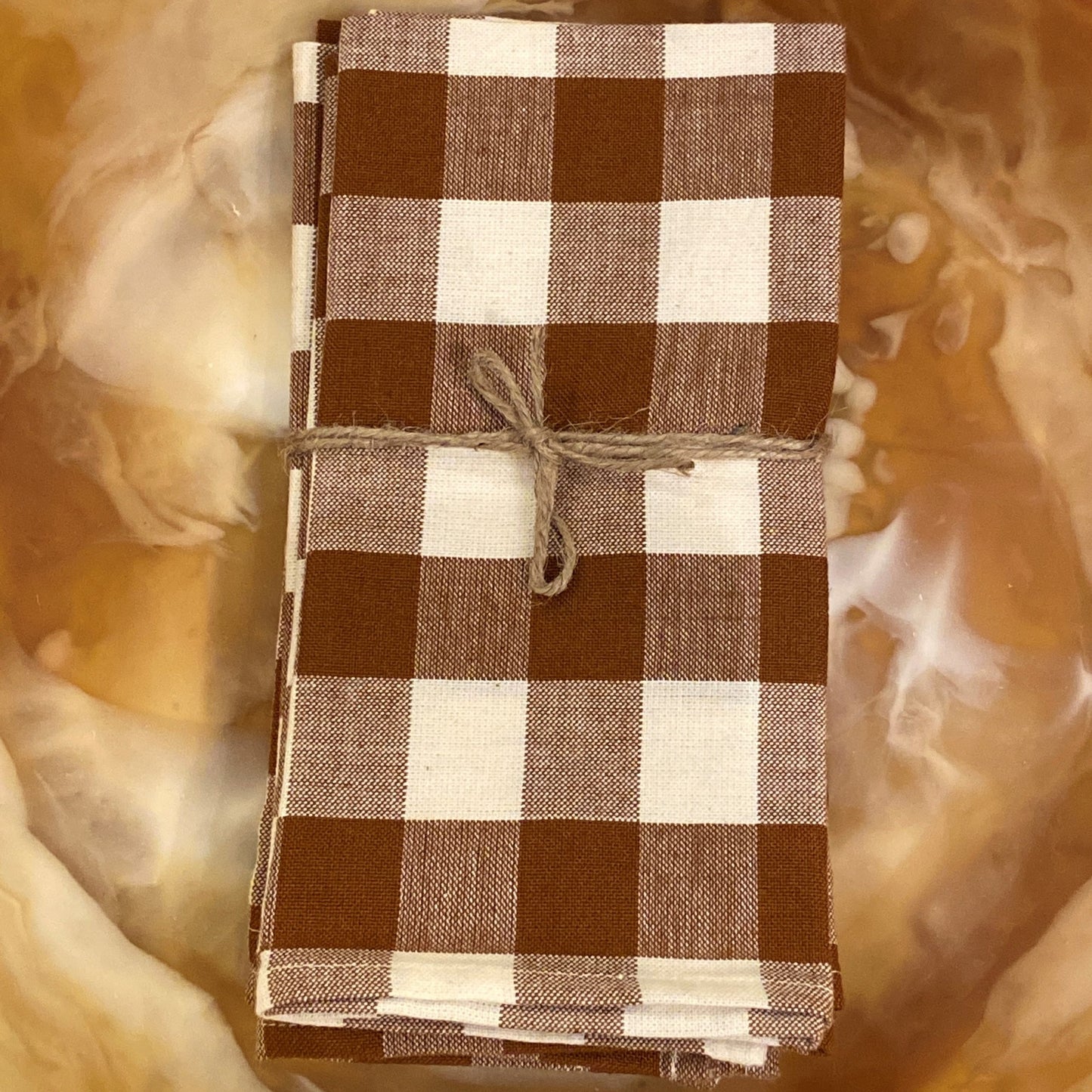 Nutmeg Gingham Picnic Napkin Set
