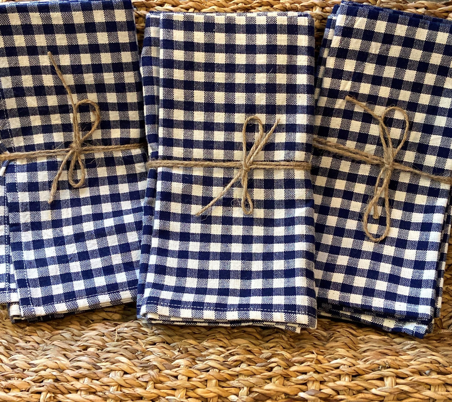 Deep Blue Gingham Napkin Set