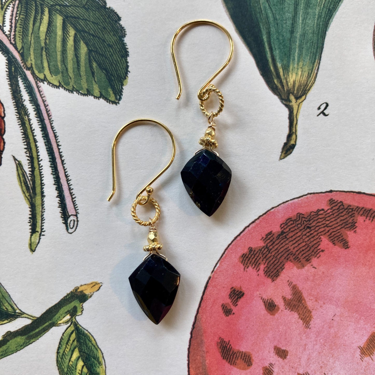Black Spinel Shield Dangle Earring