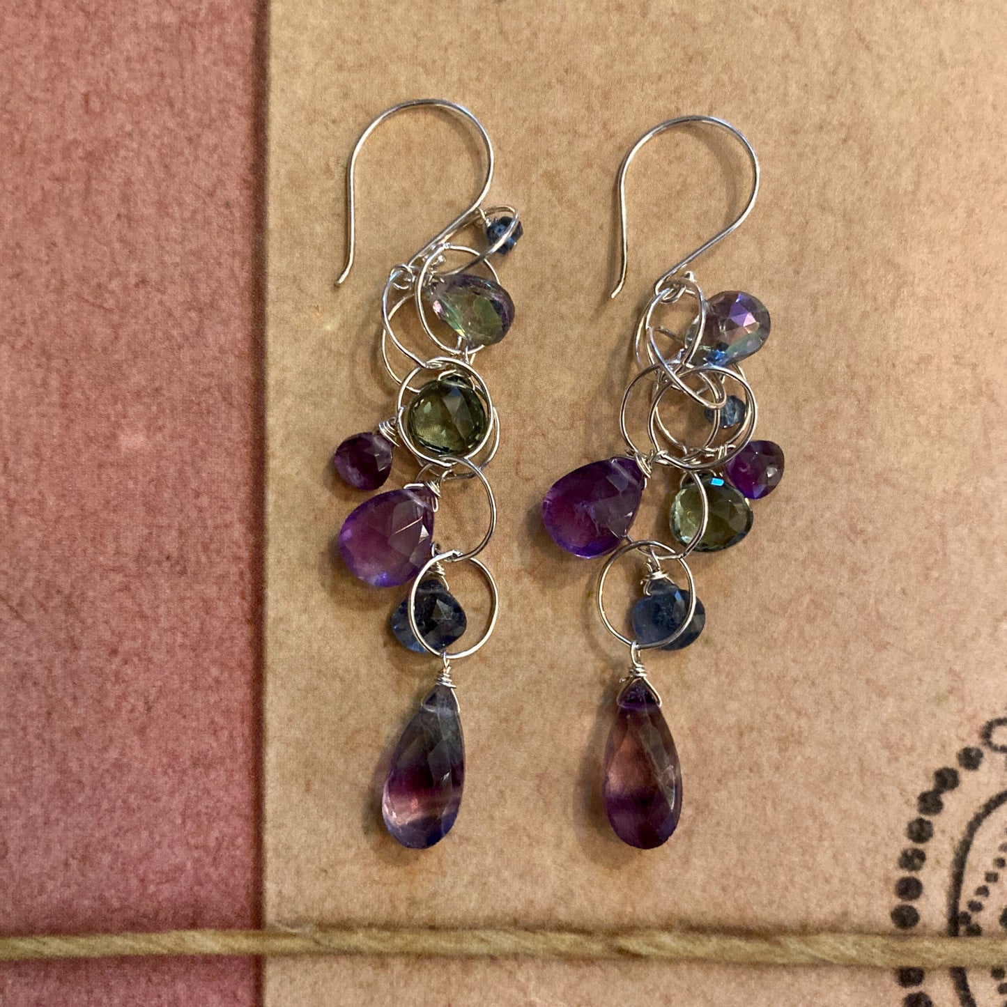 Fluorite Cluster Dangle Earrings