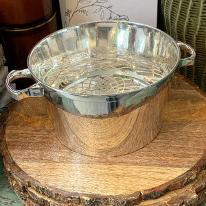 Vintage Hotel Silver Ice Bucket with Drain Insert