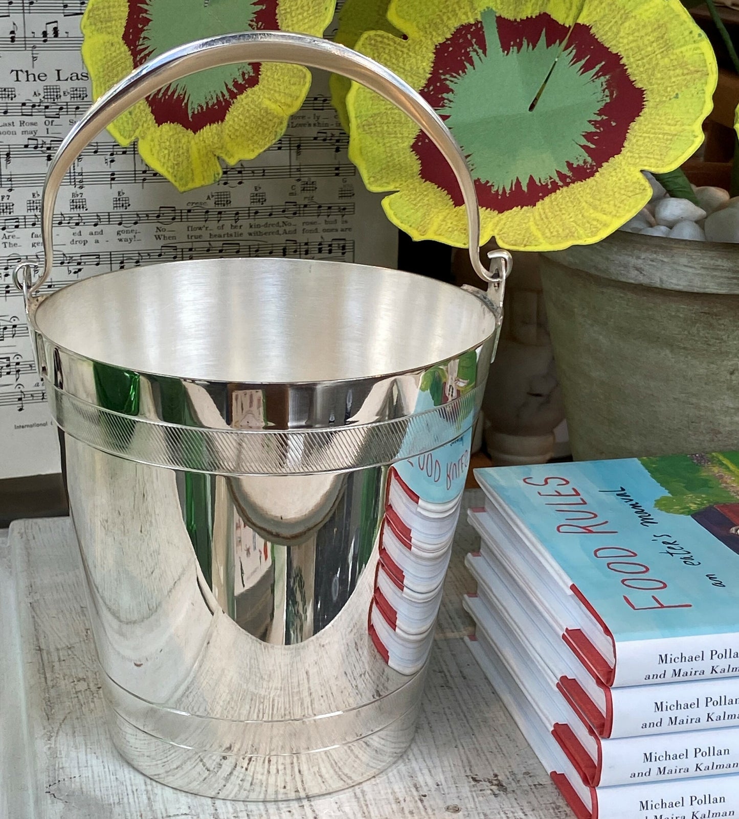 Vintage Hotel Silver Engine Tuned Banding Ice Bucket