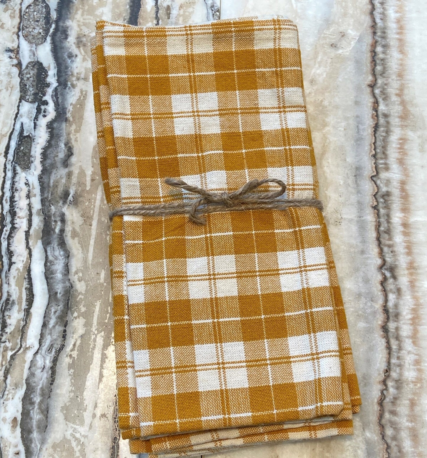 Golden Plaid Napkin Set