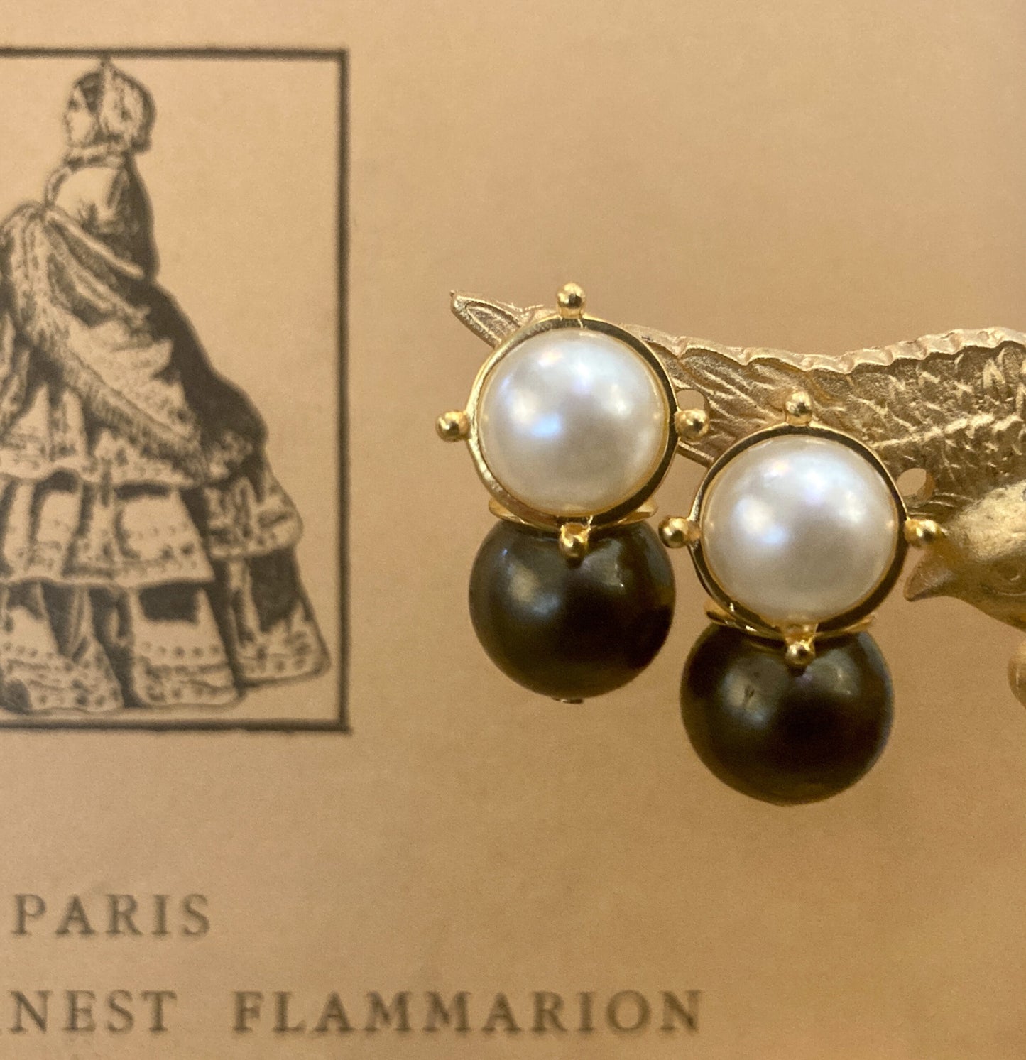 White and Black Mother Of Pearl Earrings