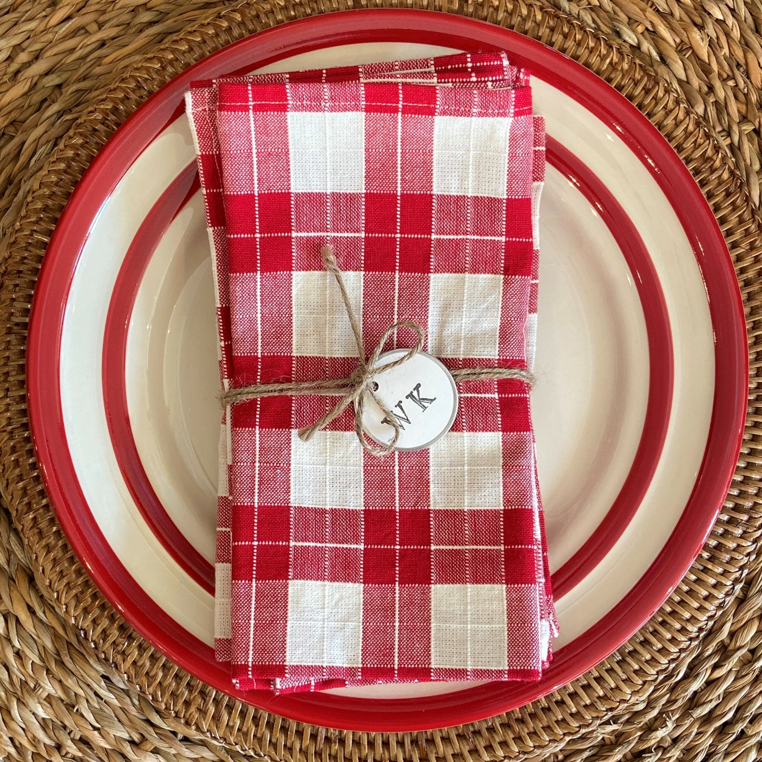 Buffalo Plaid Watercolor in Red Hand & Bath Towel by Jackie