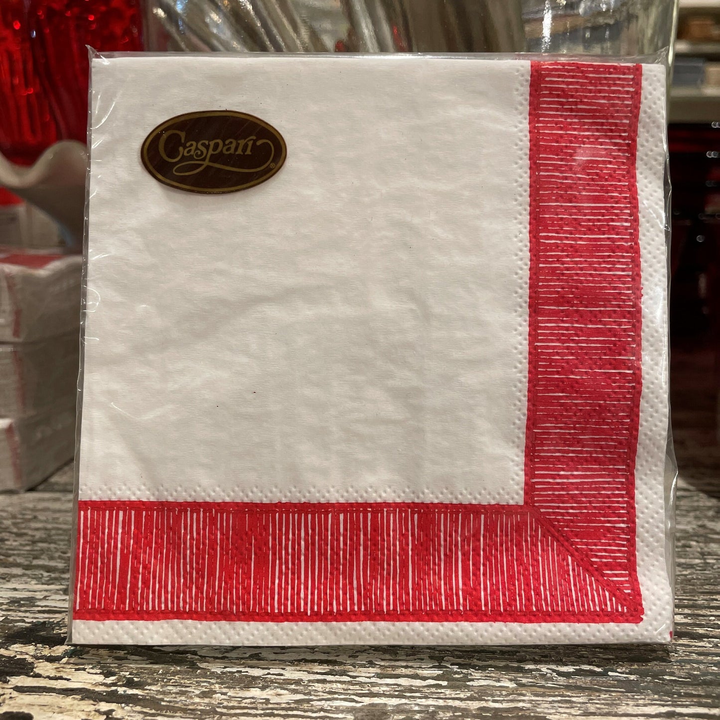 Ribbon Cocktail Napkins, Red